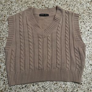SHEIN Beige Cable Knit Sweater Vest
